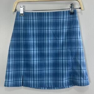 Brandy Melville Blue Plaid Mini Skirt Size Small